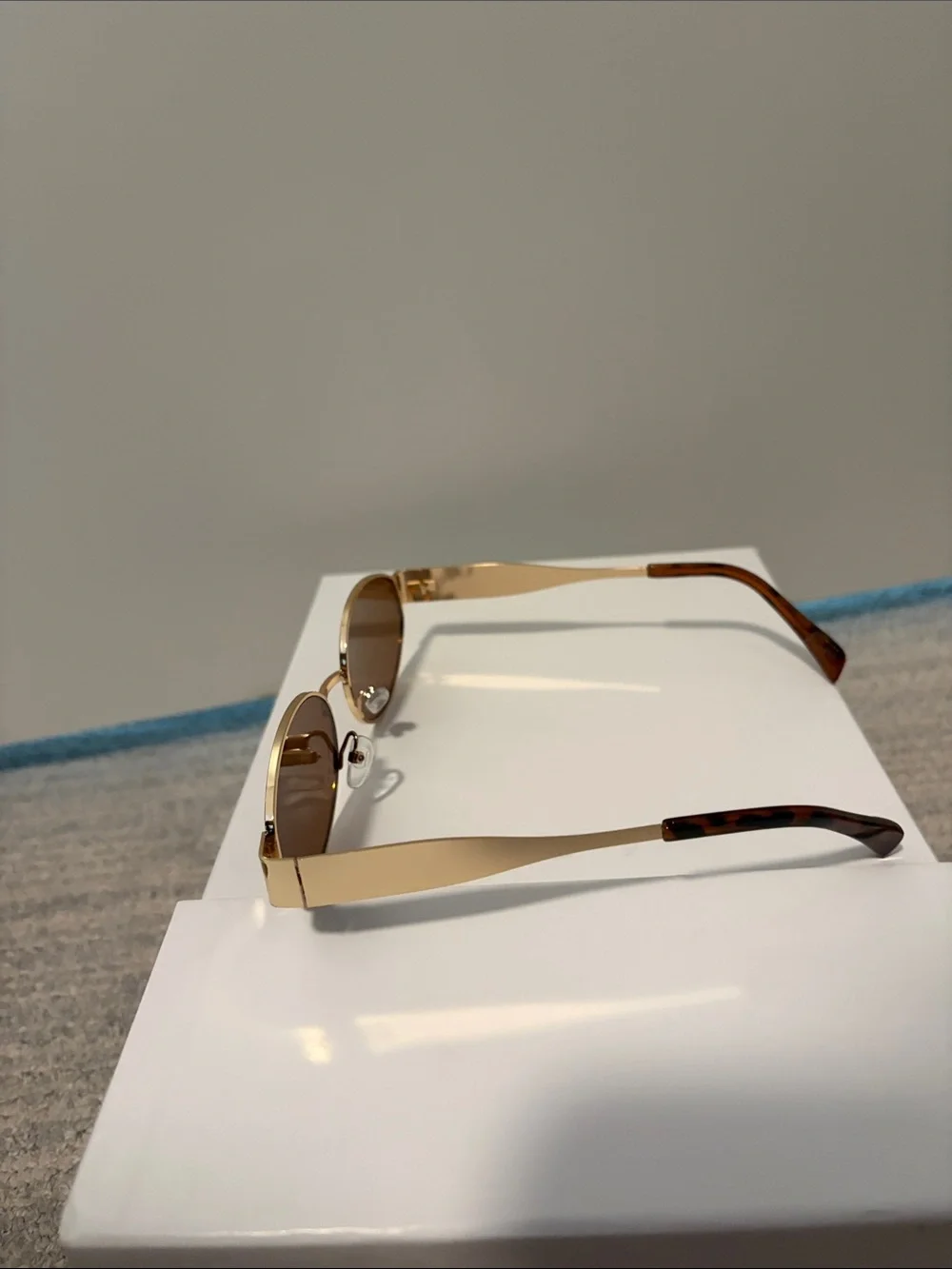 Oval Gold Frame Brown Lens Women's Sunglasses